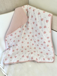 Бебешко одеяло - "Сърчица" - 80/90см.