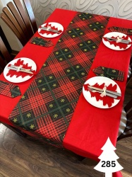 Коледен комплект за маса "Каре/ червено" - 285