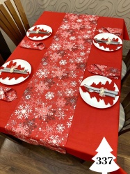 Коледен комплект за маса "Снежинки"- червено - 337