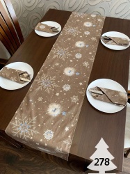 Коледен комплект за маса "Снежинки" - кафяво - 278