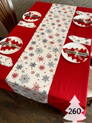 Коледен комплект за маса "Снежинки/червено" - 260