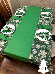 Коледен комплект за маса "Снежинки/Зелено" - 341