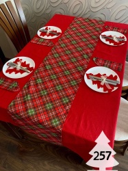 Коледен комплект за маса "Червено каре" - 257