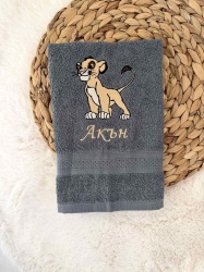 Детска кърпа за баня с бродерия - 30/50см. - Симба