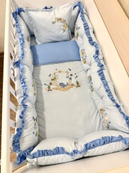 Бебешки спален комплект от 8 части „Морско приключение“ – нежно синьо