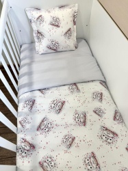 Бебешки спален комплект "Котешка прегръдка" - сиво