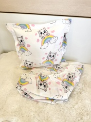 Долен чаршаф с ластик + калъфка - "Сладки котенца"