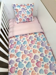 Бебешки спален комплект "Пастелни сърчица" 