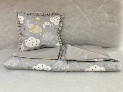 Бебешки комплект за количка "Сиви облачета"