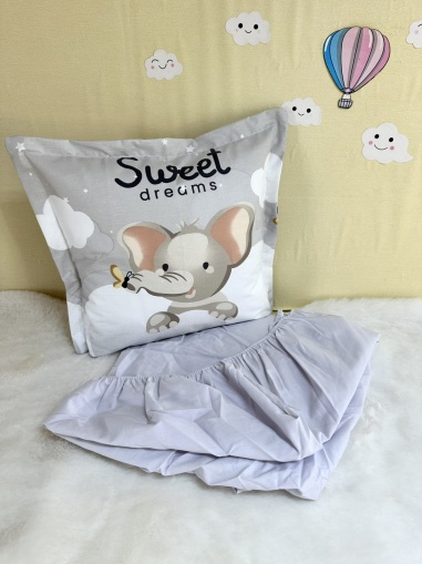 Долен чаршаф с ластик + калъфка - "Слонче"