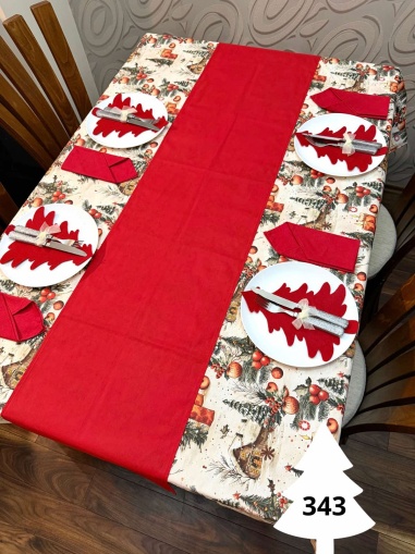 Коледен комплект за маса "Къщичка/ червено" - 343