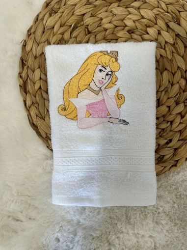 Детска кърпа за баня с бродерия - 30/50см. - Спящата красавица