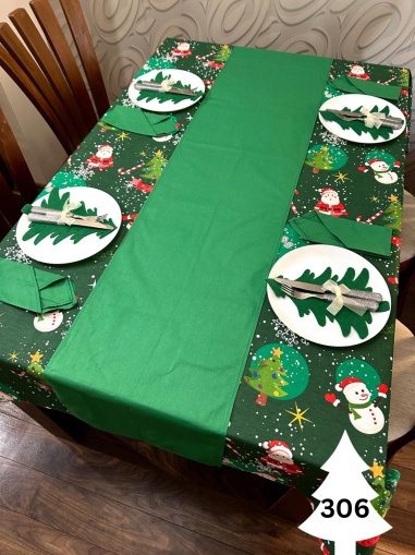 Коледен комплект за маса "Снежко/зелено" - 306