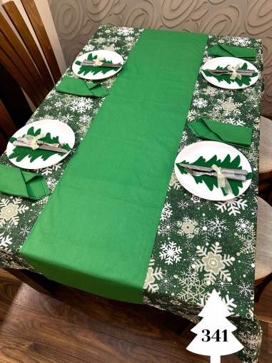Коледен комплект за маса "Снежинки/Зелено" - 341