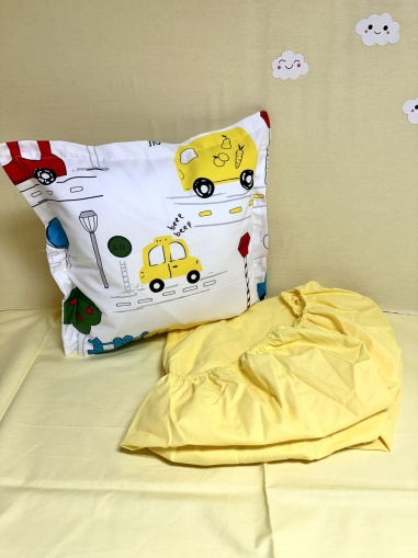 Долен чаршаф с ластик + калъфка - "Автобусчета"