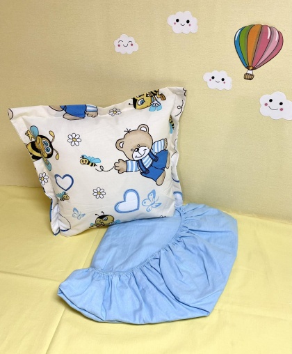 Долен чаршаф с ластик + калъфка - "Бежови меченца"