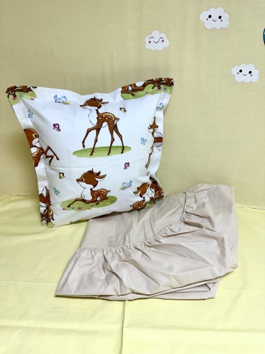 Долен чаршаф с ластик + калъфка - "Сърнички"