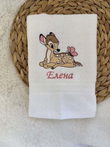 Детска кърпа за баня с бродерия - 30/50см. - Бамби