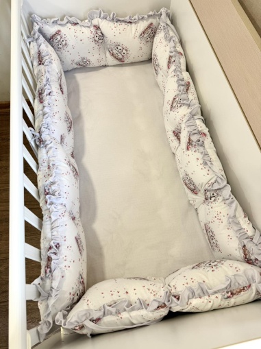 Обиколници за бебешка кошара "Котешка прегръдка" - сиво