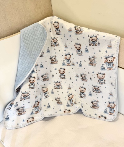 Бебешко одеяло - "Моряче" - синьо- 80/90см.