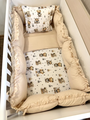 Бебешки спален комплект 8 части с обиколници "Моряче" - бежово