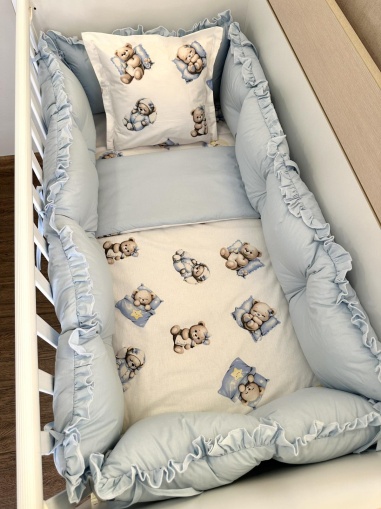 Бебешки спален комплект 8 части с обиколници "Син биберон"