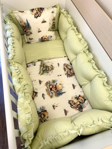 Бебешки спален комплект 8 части с обиколници "Горски път" - бежово - ДИГИТАЛНА ЩАМПА