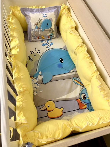 Луксозен бебешки спален комплект 8 части с обиколници "Кит"