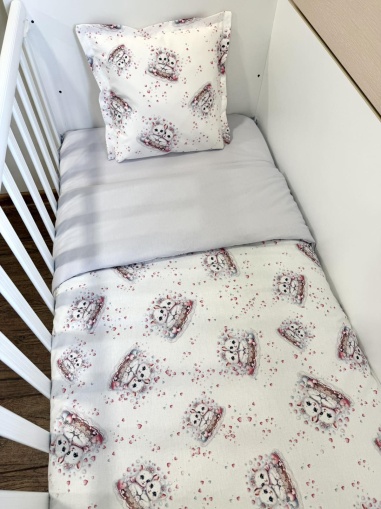 Бебешки спален комплект "Котешка прегръдка" - пудра