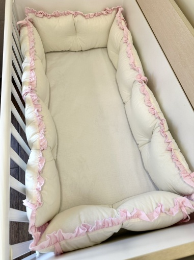 Обиколници за бебешка кошара "Екрю / Мента"