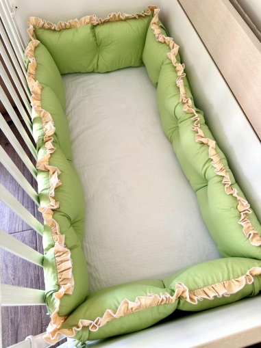 Обиколници за бебешка кошара "Екрю / Мента"