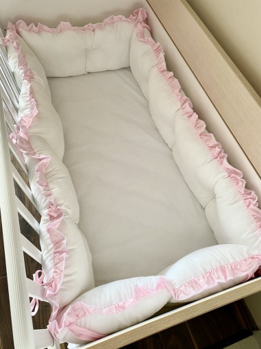 Обиколници за бебешка кошара "Екрю / Мента"