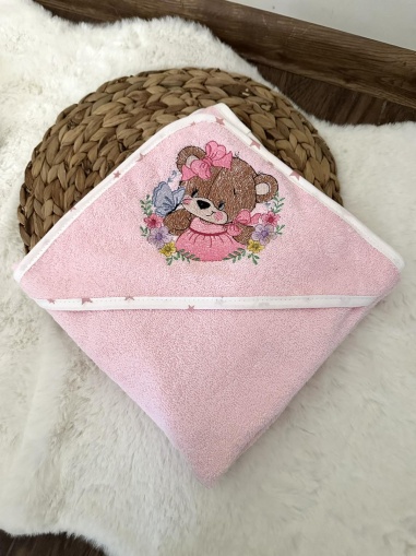 Бебешка хавлия за баня "Мече" - 80/80см.