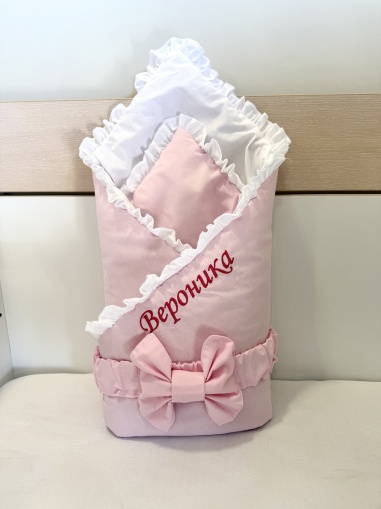 Персонализирано порт бебе за изписване с бродерия на името - Бяло / Розово, 80/80см.