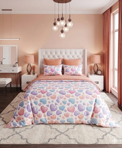 Спален комплект "Пастелни сърчица"