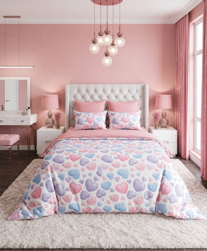 Спален комплект "Пастелни сърчица"