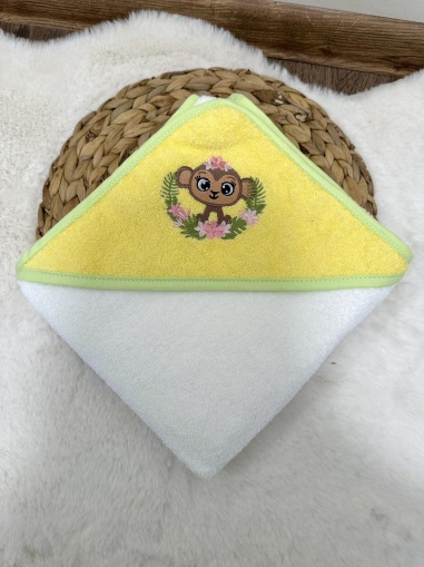Бебешка хавлия за баня "Маймунка", 80/80см.