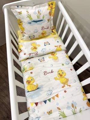 Бебешки спален комплект с олекотена завивка за малка кошара Next to me - "Патета"