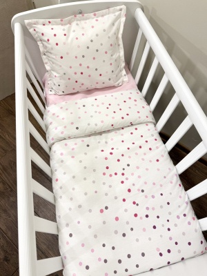 Бебешки спален комплект с олекотена завивка за малка кошара Next to me - "Точици"