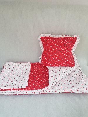 Бебешки комплект за количка "Червени/ бели звездички"