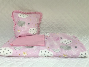 Бебешки комплект за количка "Розови облаци"