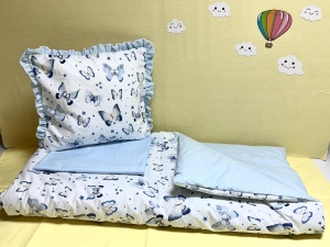 Бебешки комплект за количка "Сини пеперуди"