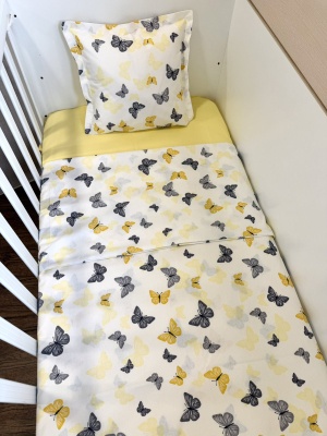 Бебешки спален комплект "Жълти пеперуди" - 130/100см.