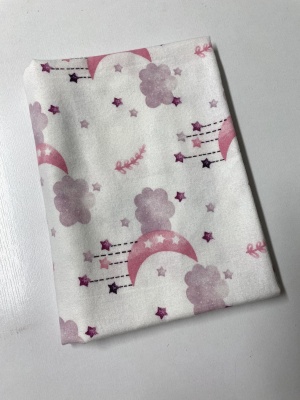 Бебешка пелена от бархет "Розови лунички" - 80/80см.