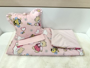 Бебешки комплект за количка "Розови мечета"