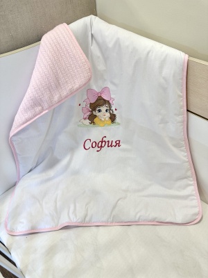 Персонализирано бебешко одеяло с бродерия "Момиченце", 80/90см.