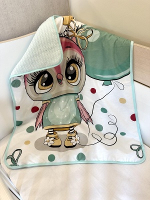 Бебешко одеяло - "Бухалче" - мента - 80/90см.