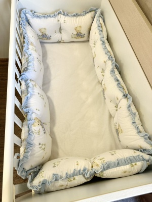 Обиколници за бебешка кошара "Градинарче" - синьо