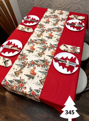 Коледен комплект за маса "Къщичка/ червено" - 345