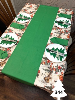 Коледен комплект за маса "Къщичка/зелено" - 344